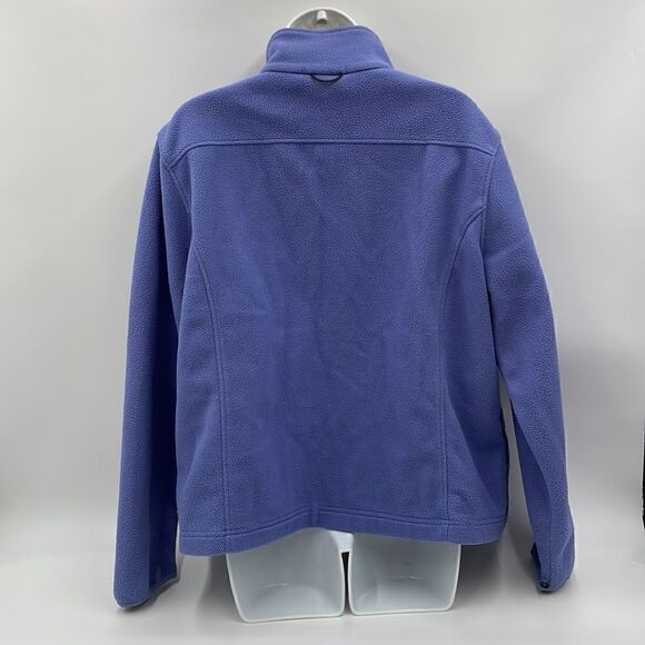 Periwinkle LL bean fleece jacket with embroidered flowers - Picture 4 of 13